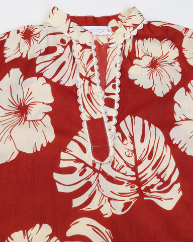 Floral Printed V Neck Pure Cotton Top With Palazzo
