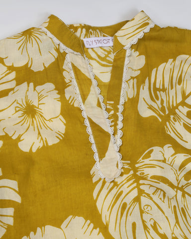 Floral Printed V Neck Pure Cotton Top With Palazzo