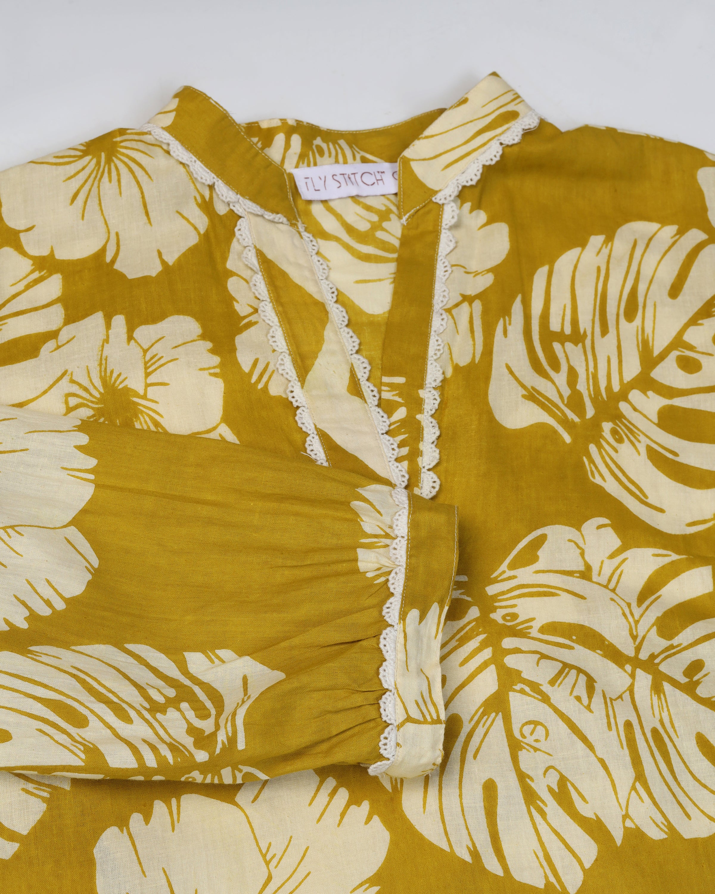 Floral Printed V Neck Pure Cotton Top With Palazzo