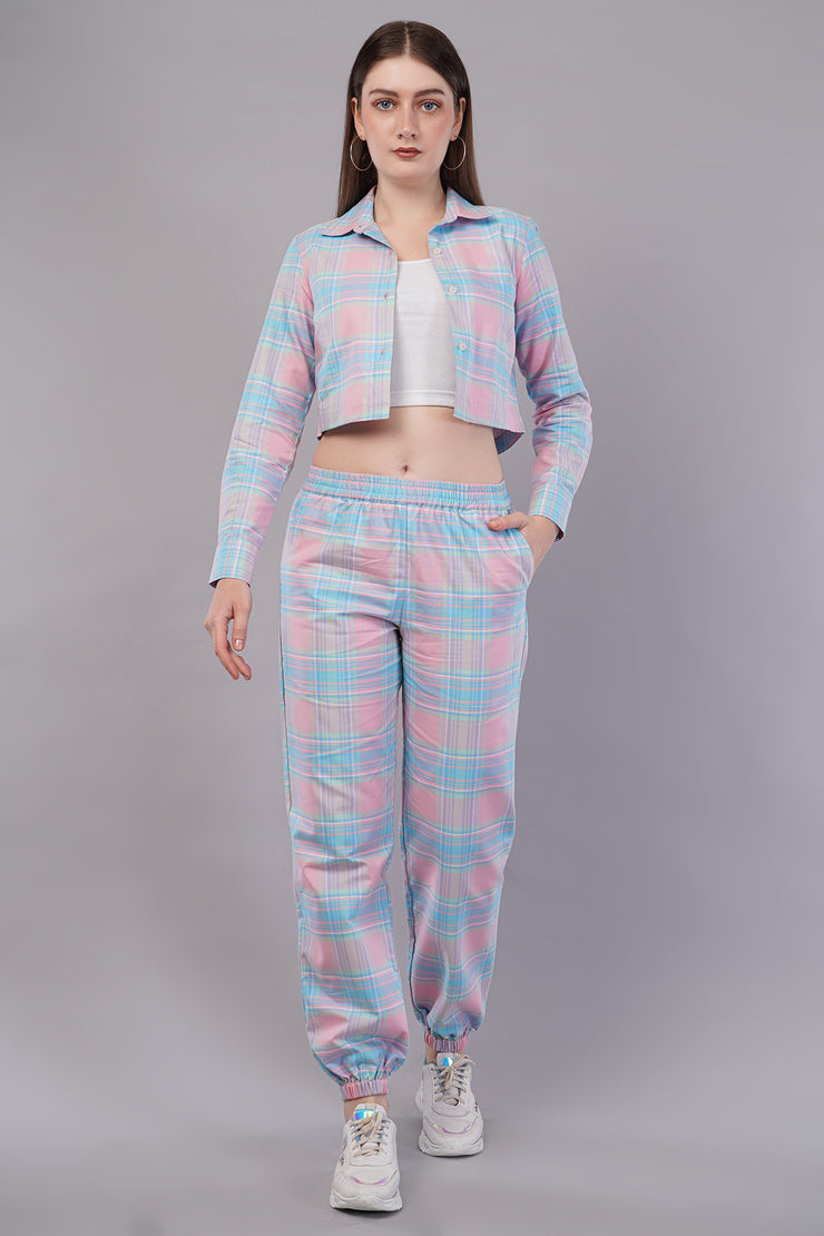 Winter Dusk Lurex Check Cotton Women's Pajama Set