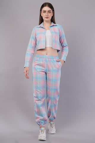 Winter Dusk Lurex Check Cotton Women's Pajama Set