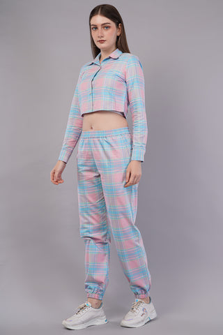 Winter Dusk Lurex Check Cotton Women's Pajama Set