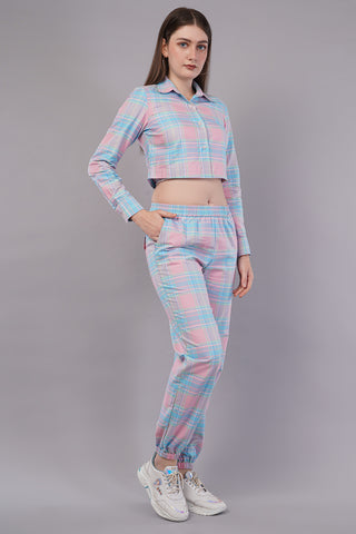 Winter Dusk Lurex Check Cotton Women's Pajama Set