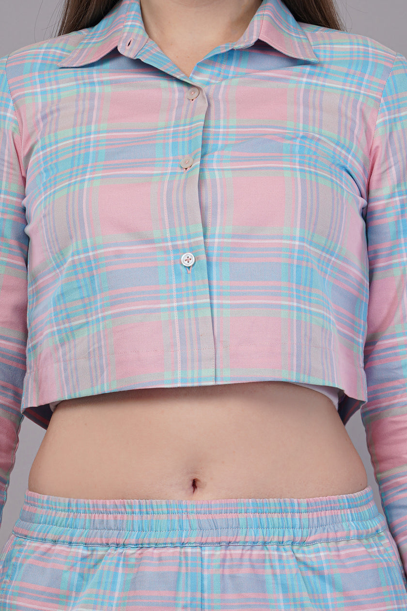 Winter Dusk Lurex Check Cotton Women's Pajama Set
