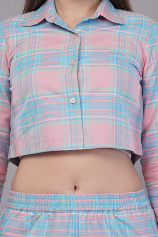 Winter Dusk Lurex Check Cotton Women's Pajama Set