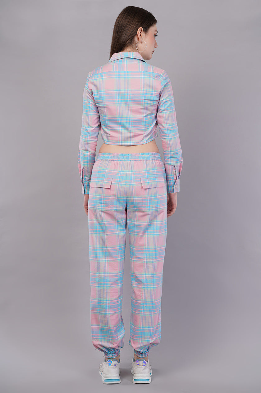 Winter Dusk Lurex Check Cotton Women's Pajama Set