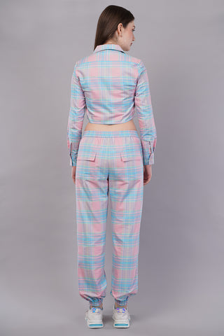 Winter Dusk Lurex Check Cotton Women's Pajama Set
