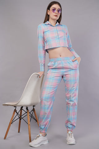 Winter Dusk Lurex Check Cotton Women's Pajama Set