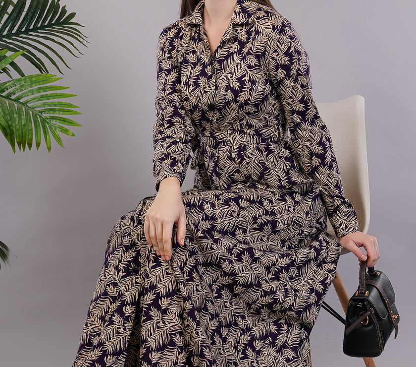 Women Leaf Print Fit & Flare Dress