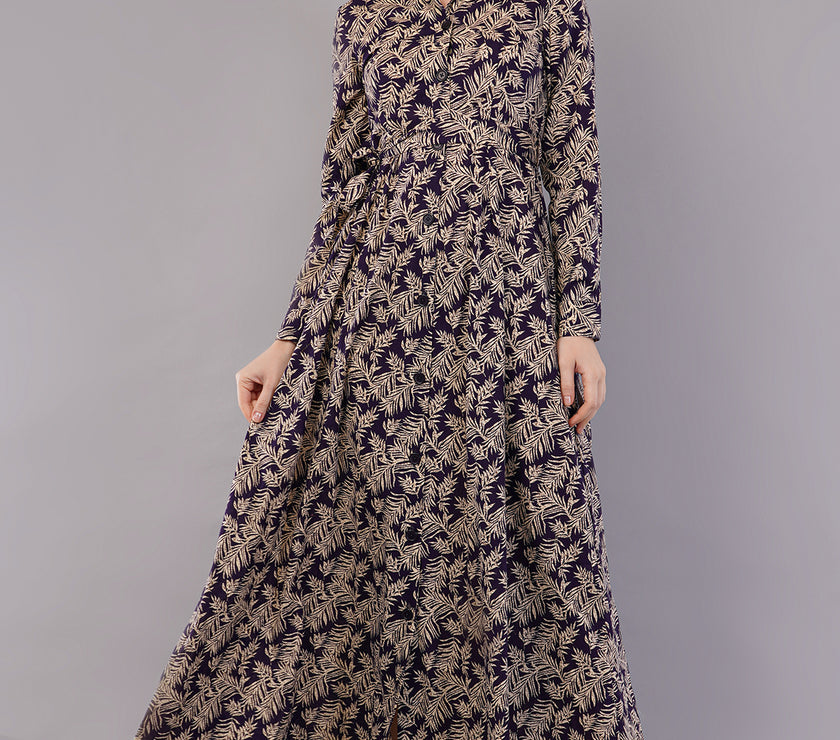 Women Leaf Print Fit & Flare Dress