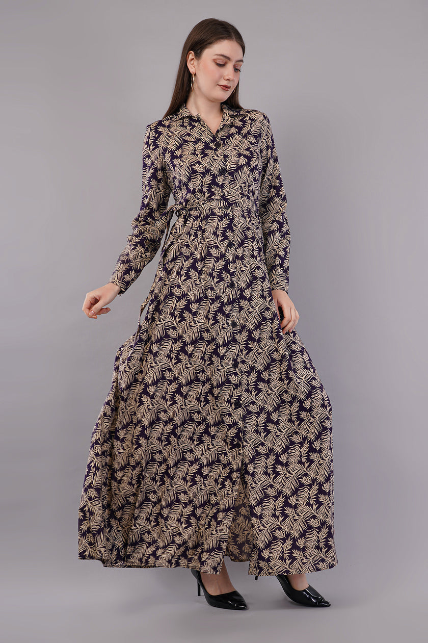 Women Leaf Print Fit & Flare Dress