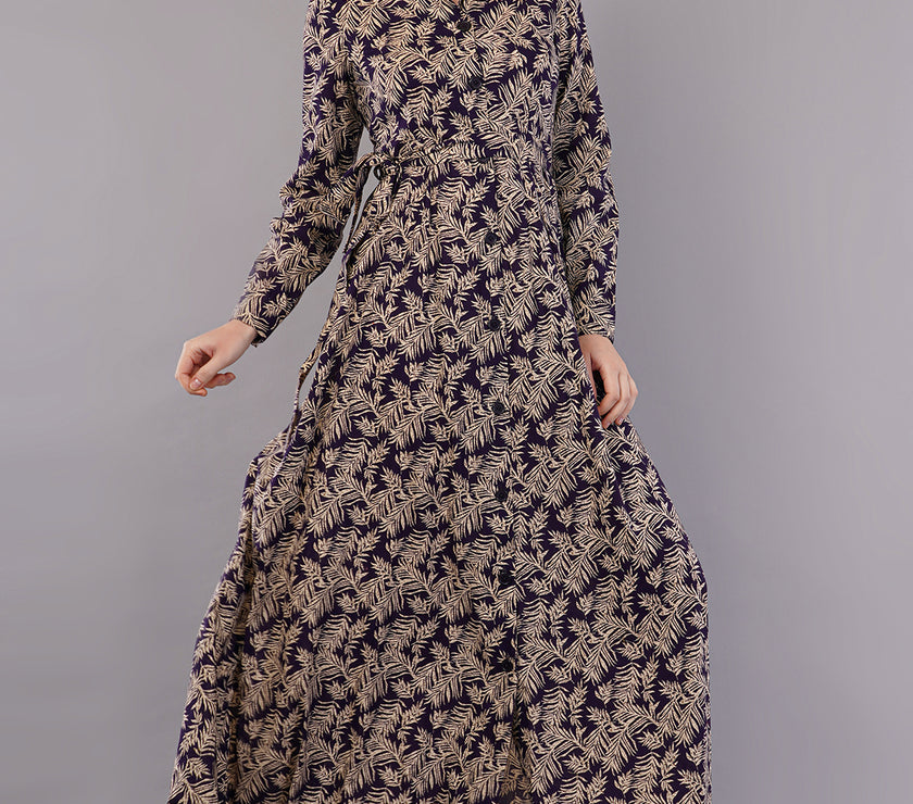 Women Leaf Print Fit & Flare Dress