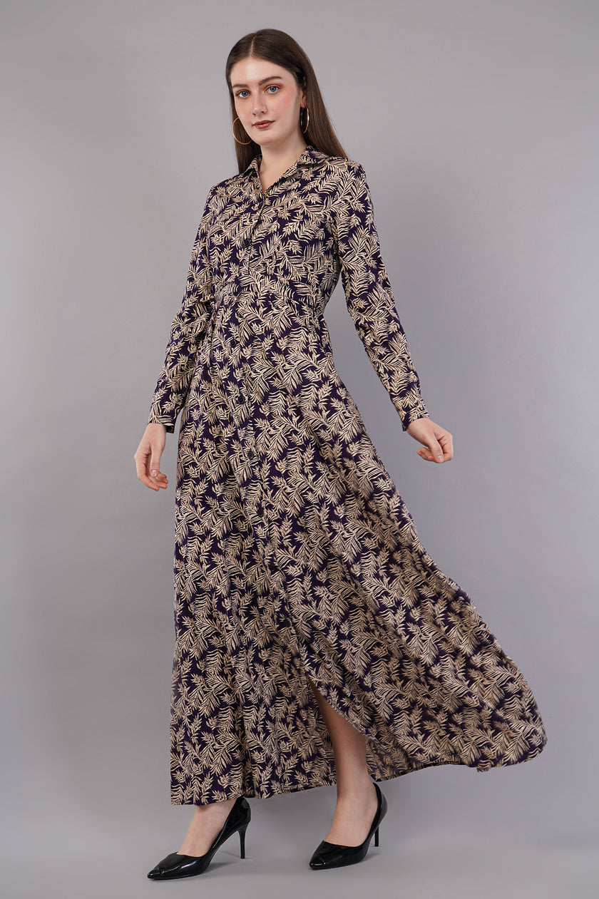 Women Leaf Print Fit & Flare Dress