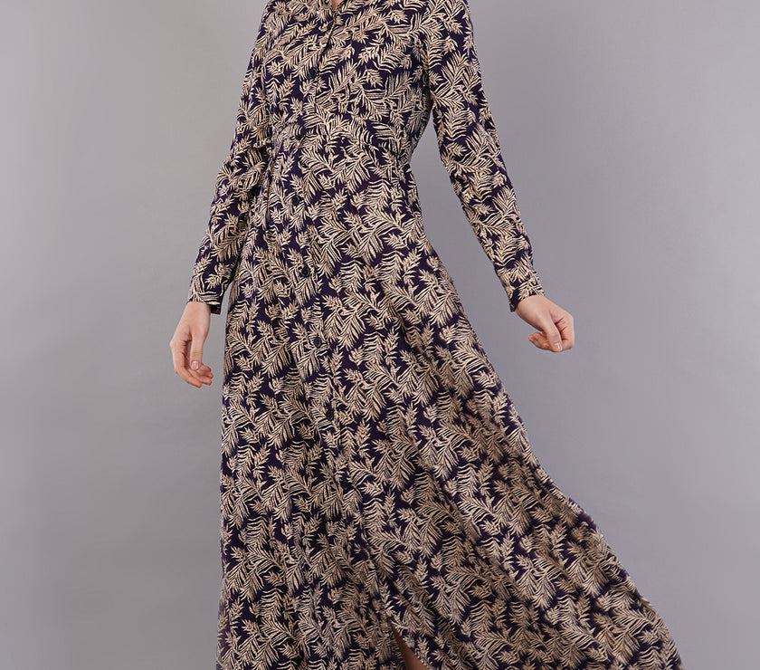 Women Leaf Print Fit & Flare Dress