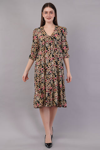 Printed Fit & Flare Dress