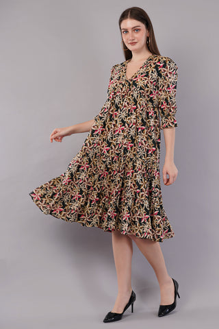 Printed Fit & Flare Dress