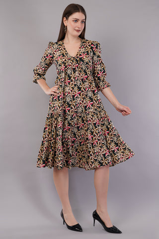 Printed Fit & Flare Dress