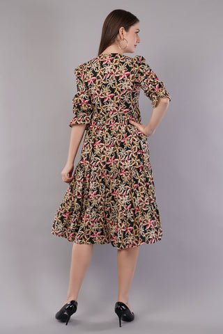 Printed Fit & Flare Dress