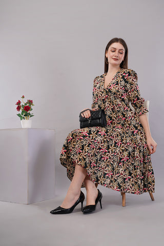 Printed Fit & Flare Dress