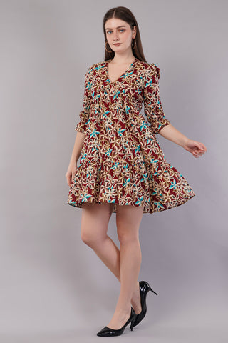 Floral Printed Fit & Flare Mini Dress