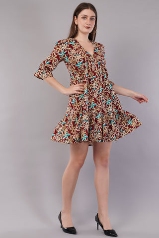 Floral Printed Fit & Flare Mini Dress