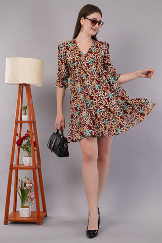 Floral Printed Fit & Flare Mini Dress