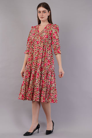 Floral Print Tiered Dress
