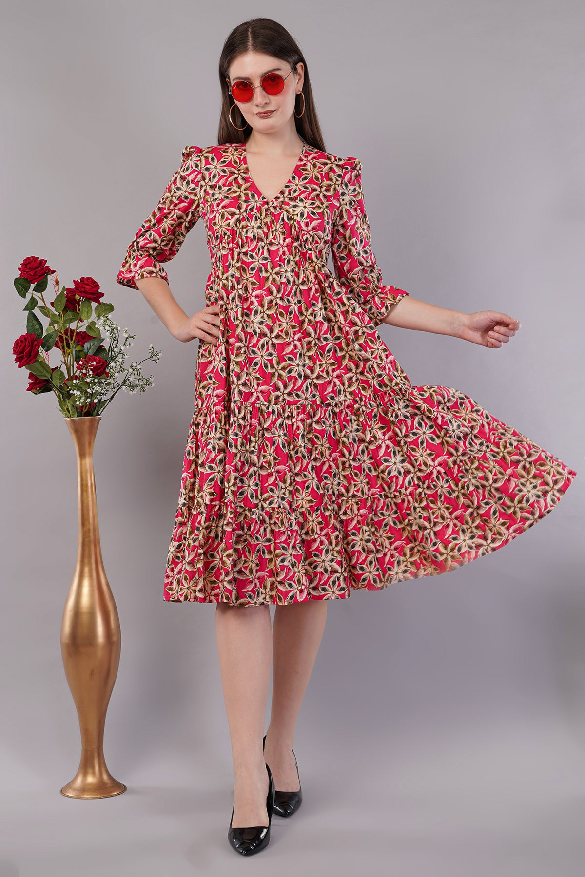 Floral Print Tiered Dress