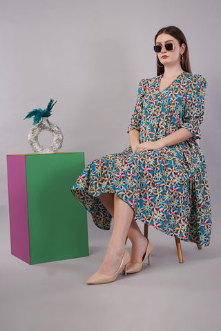 Women Printed Fit & Flare Dress