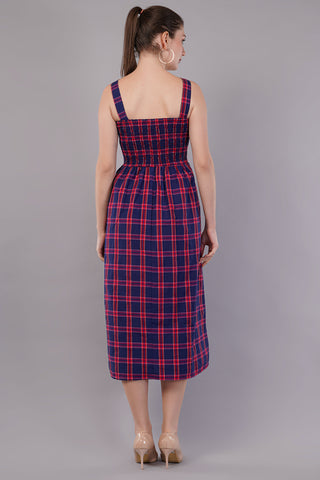 Women Checked A-Line Midi Dress