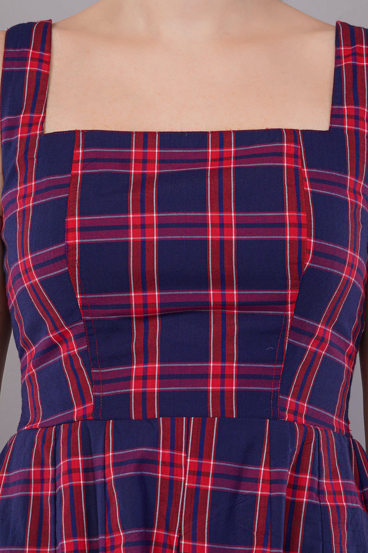 Women Checked A-Line Midi Dress