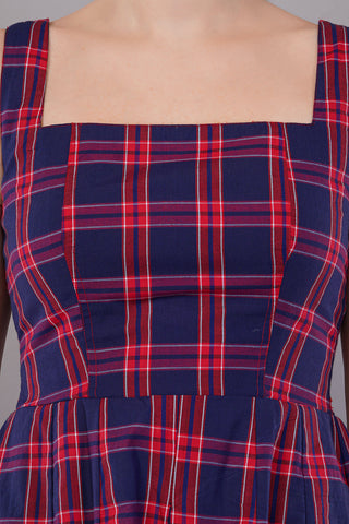 Women Checked A-Line Midi Dress