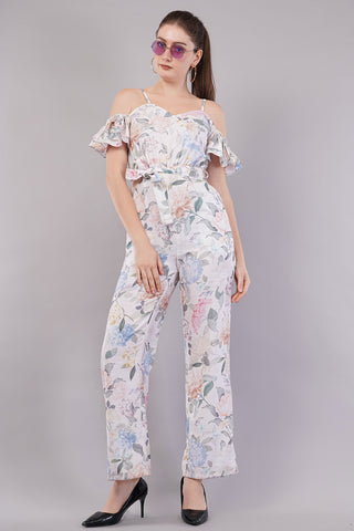 Women Floral Print Off-Shoulder Jumpsuit