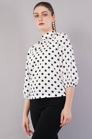Women’s Black Polka Dot Printed Top