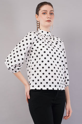 Women’s Black Polka Dot Printed Top