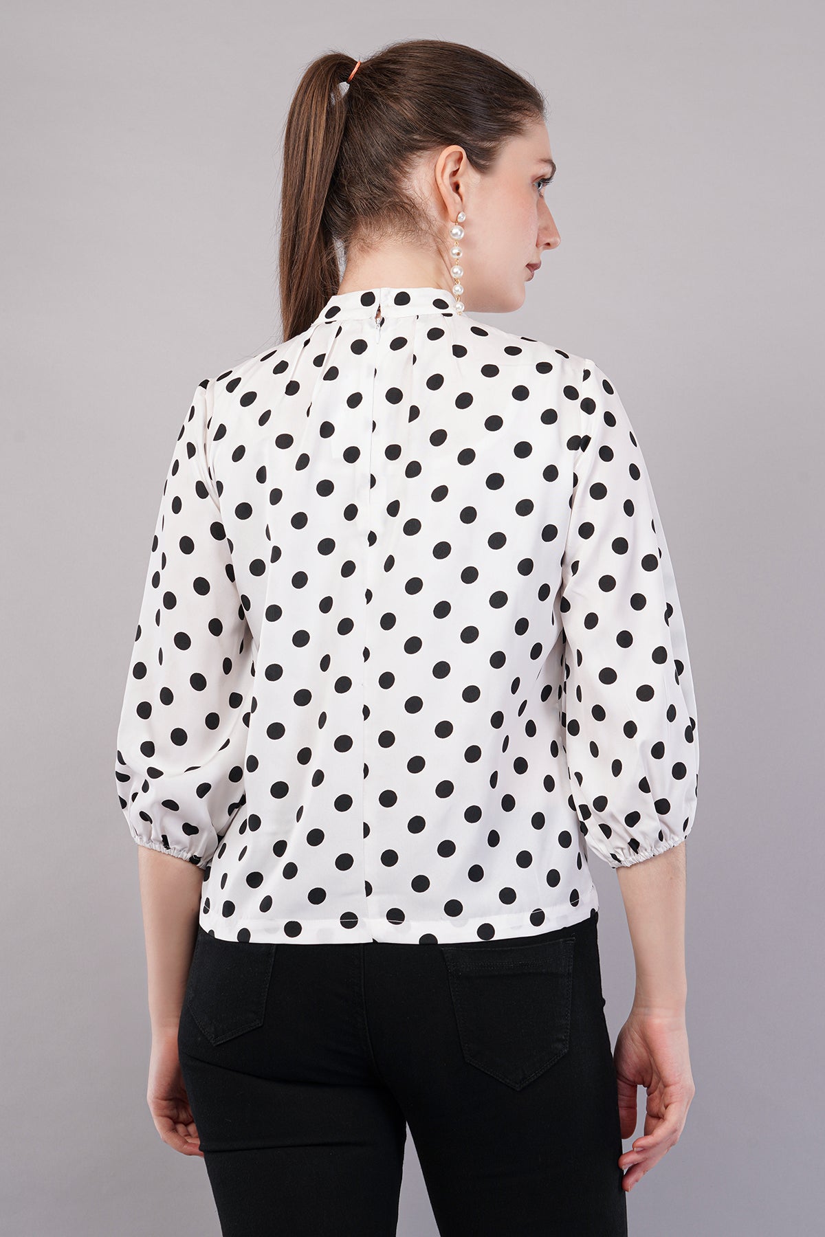 Women’s Black Polka Dot Printed Top