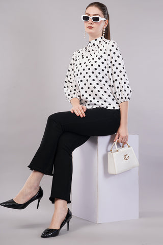 Women’s Black Polka Dot Printed Top