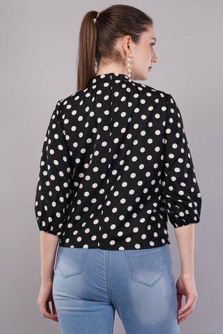 Women’s White Polka Dot Printed Top