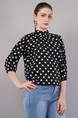 Women’s White Polka Dot Printed Top