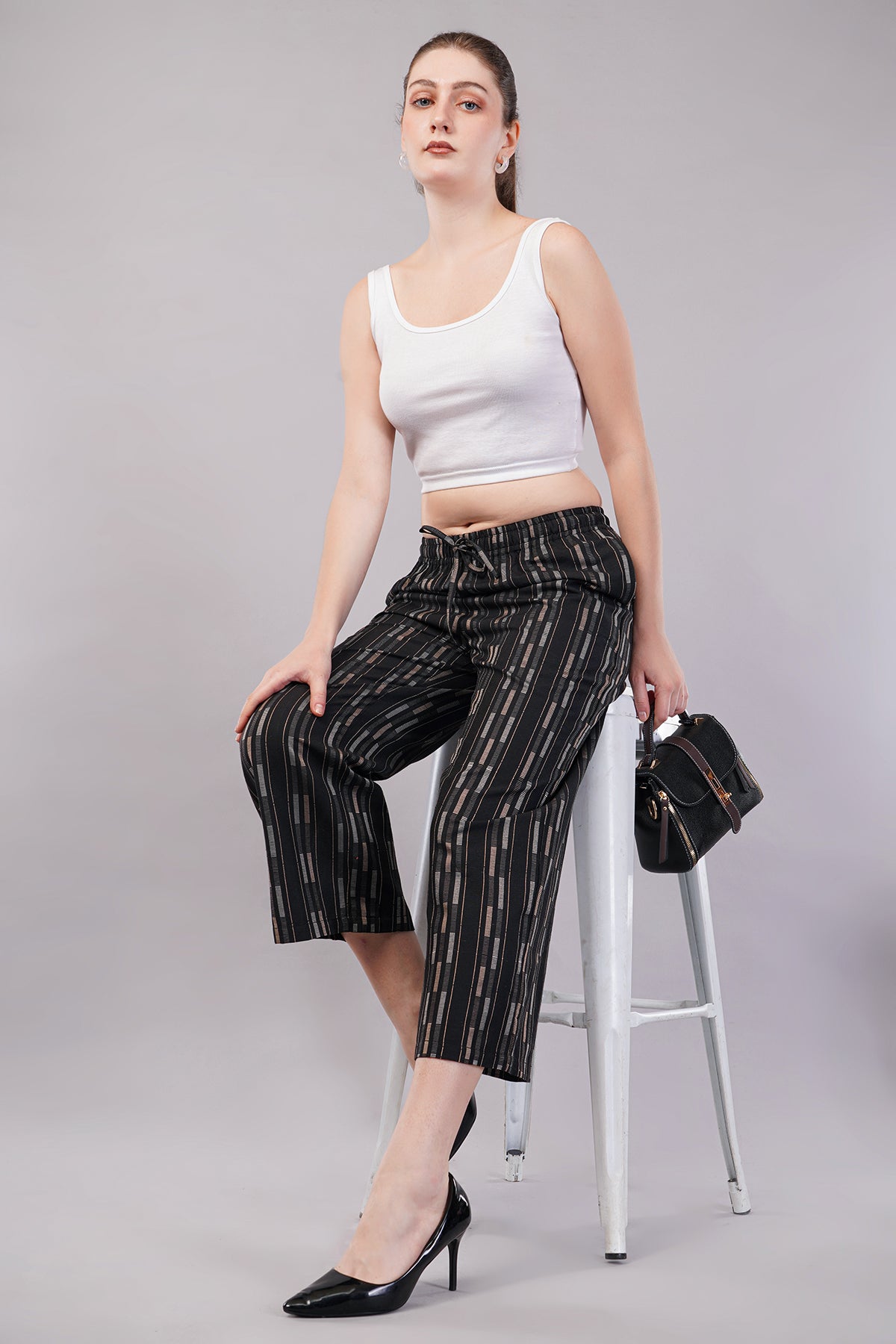 Striped Wide Legged Trousers for Women