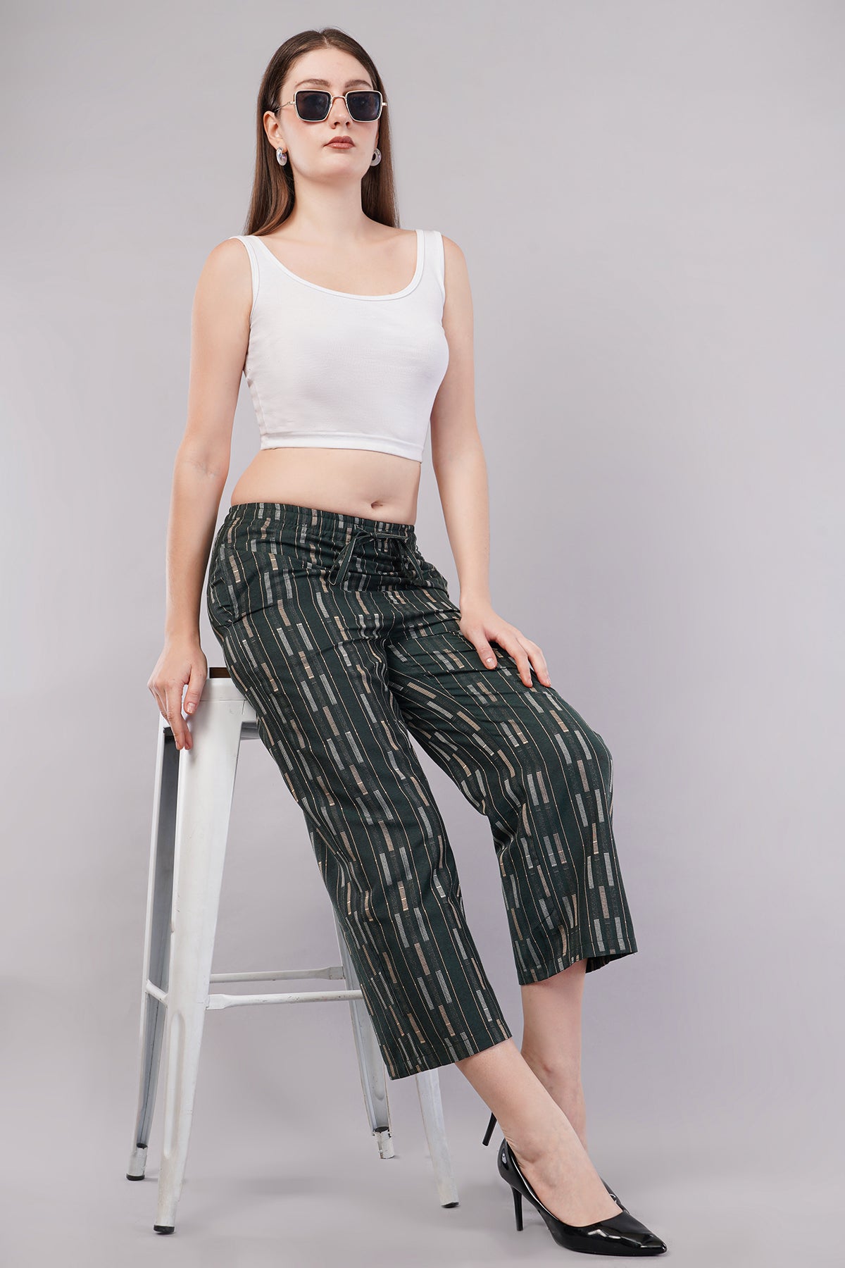 Striped Wide Legged Trousers for Women