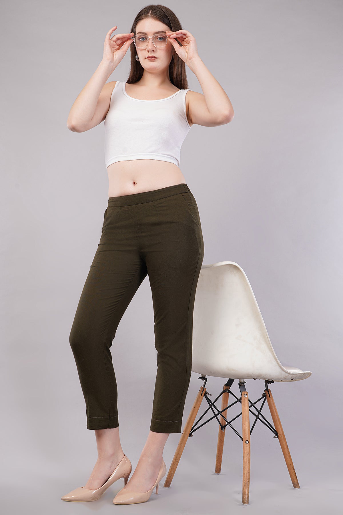 Flat-Front Slim Fit Pants with Insert Pockets