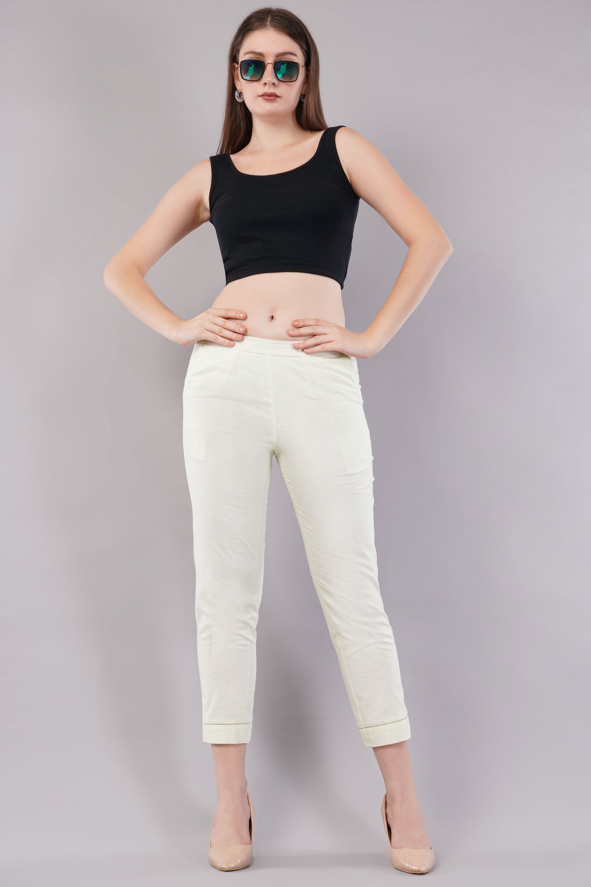 Flat-Front Slim Fit Pants with Insert Pockets