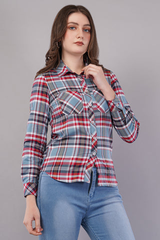 Checked Shirt with Roll-Up Tabs with Patch Pocket