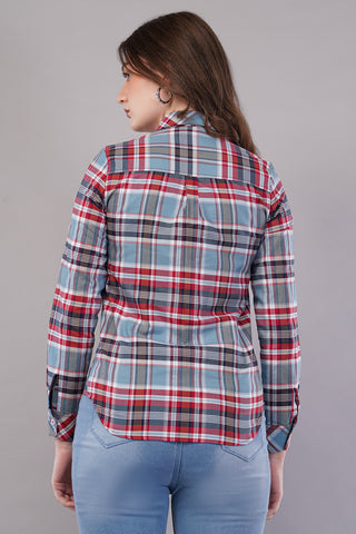 Checked Shirt with Roll-Up Tabs with Patch Pocket