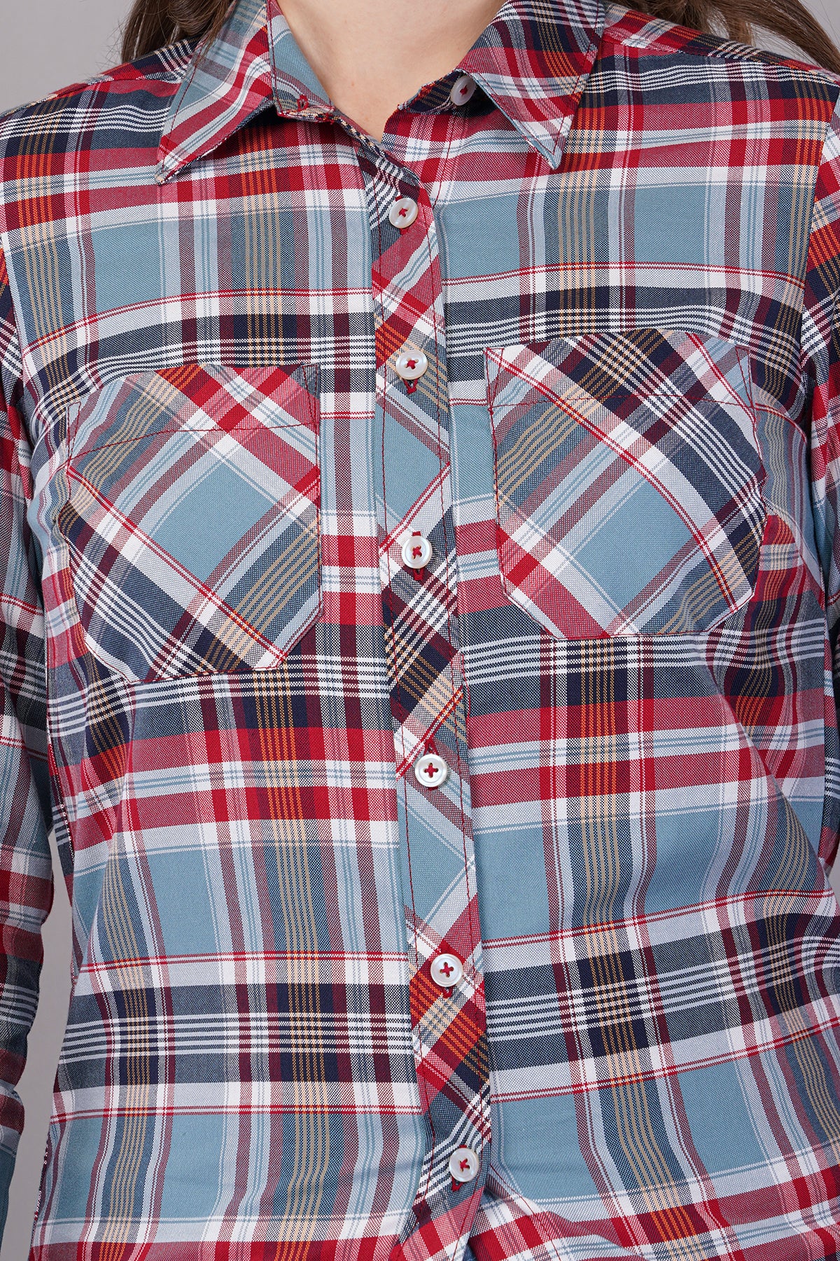 Checked Shirt with Roll-Up Tabs with Patch Pocket