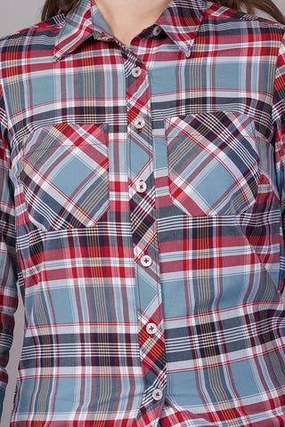 Checked Shirt with Roll-Up Tabs with Patch Pocket