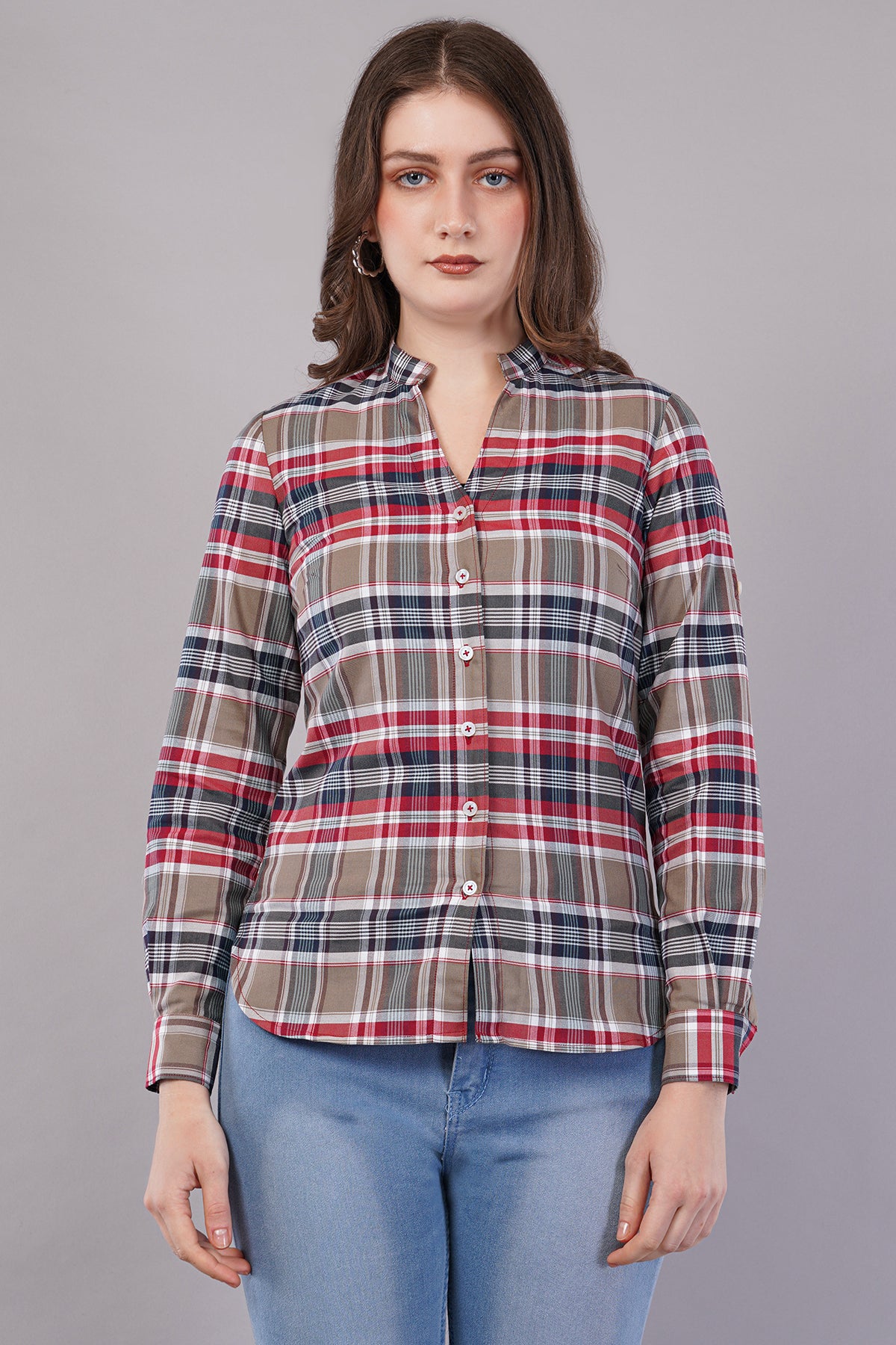 Checked Shirt with Roll-Up Tabs