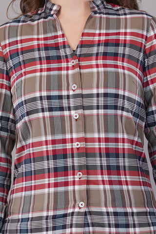 Checked Shirt with Roll-Up Tabs