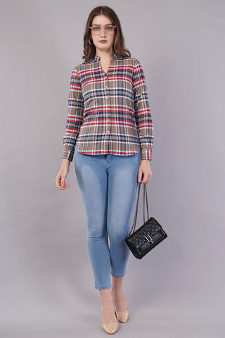 Checked Shirt with Roll-Up Tabs